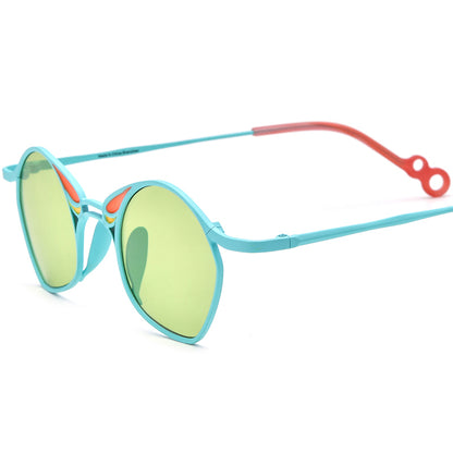 Colourful Titanium Irregular Polarised Sunglasses Fashion - Blue Frame Green Lens - MCROONS