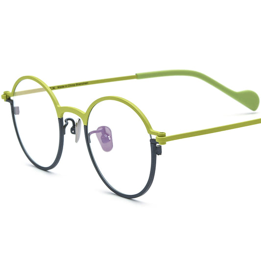 Colourful Titanium Round Optical Glasses Frame Designer - Yellow Grey - MCROONS