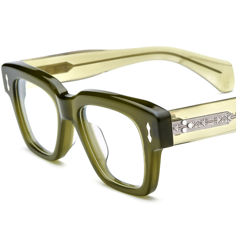 Bold Oversized Square Acetate Optical Glasses Frame - Green - MCROONS