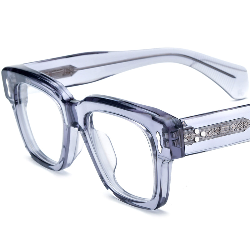 Bold Oversized Square Acetate Optical Glasses Frame - Transparent Gray - MCROONS