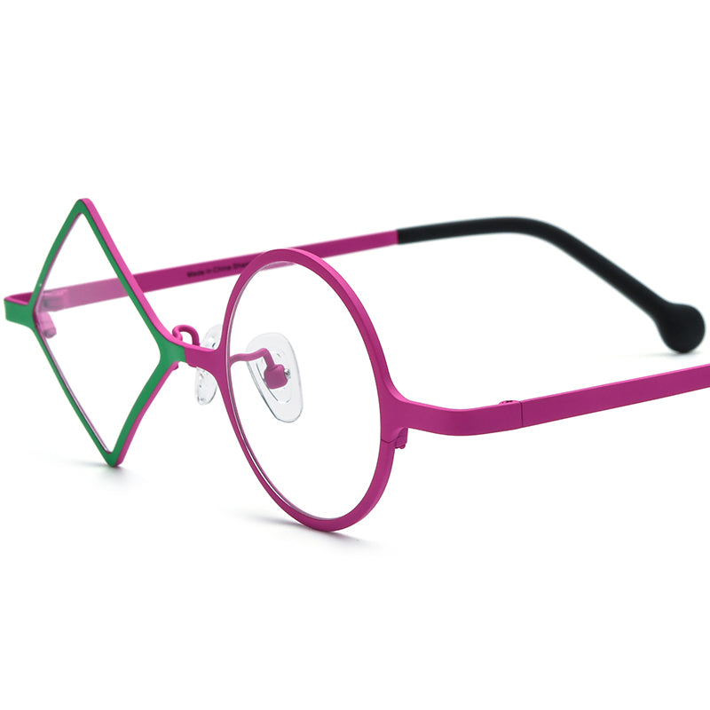 Geometric Titanium Optical Glasses Designer - Green Pink - MCROONS