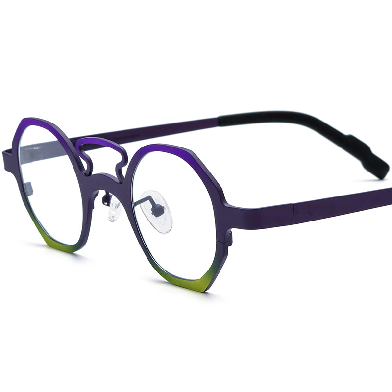 Matte Titanium Polygon Optical Glasses Frame - Matte Dark Purple - MCROONS
