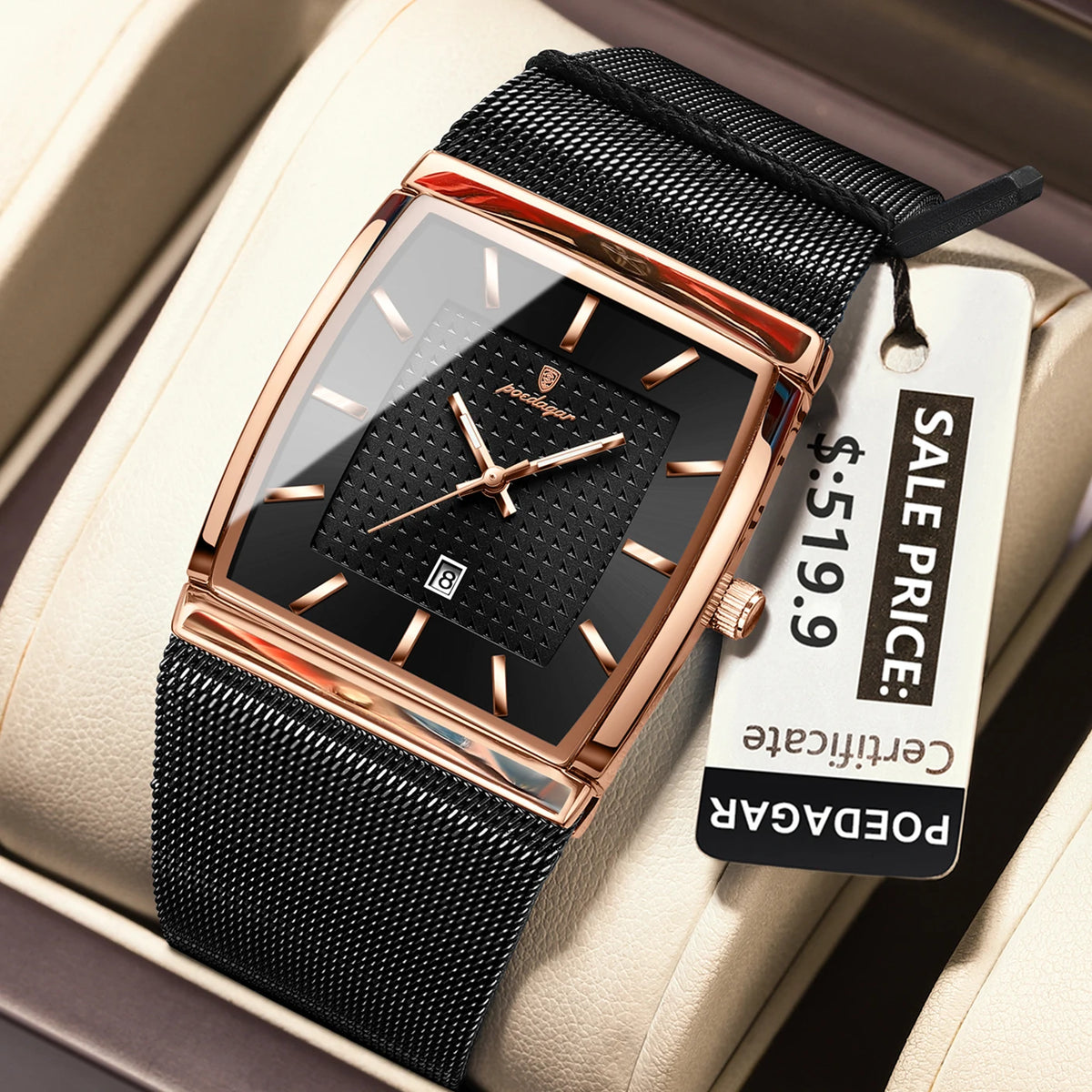 Poedagar 885 Men's Luxury Quartz Watch – Stainless Steel Band, Waterproof, Luminous, Date