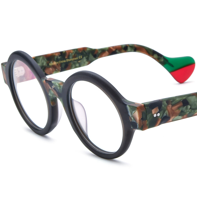 Vintage Round Gradient Acetate Optical Glasses Frame - Matte Brown - MCROONS