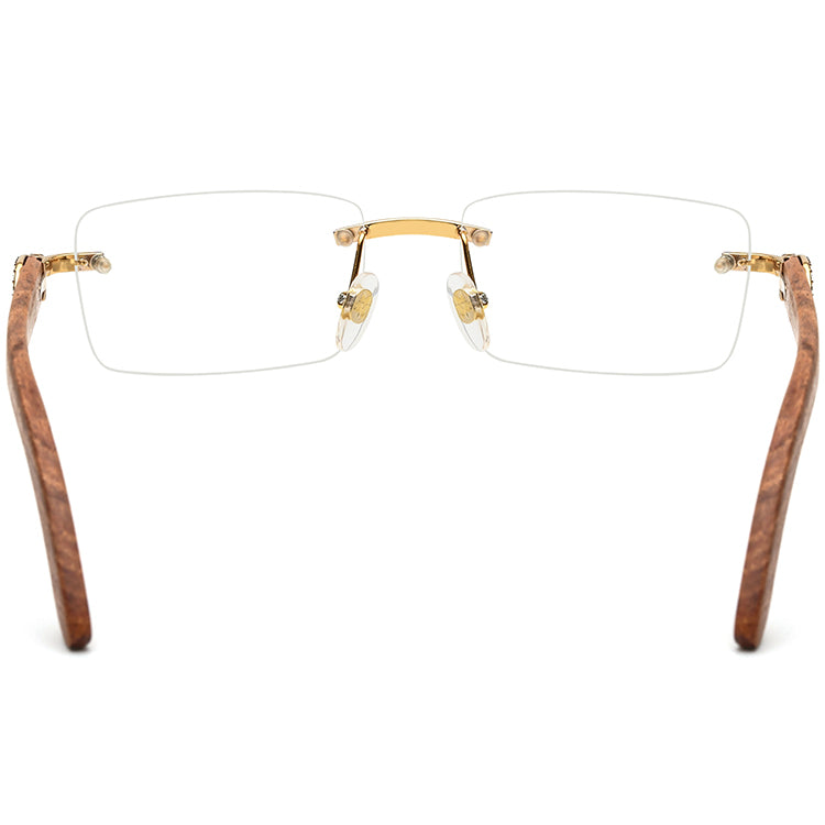 Crystal-Set Square Wood Optical Glasses Frame - MCROONS - Back View
