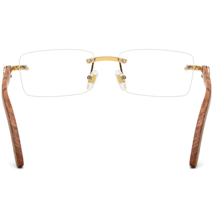 Crystal-Set Square Wood Optical Glasses Frame - MCROONS - Back View