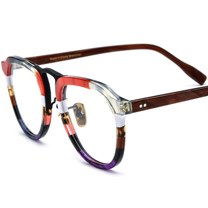 Classic Pilot Style Acetate Optical Glasses Frame - Black - MCROONS
