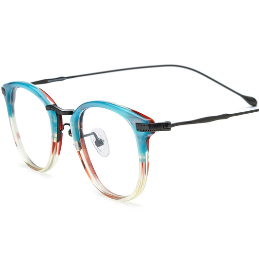 Vintage Square Acetate Titanium Optical Glasses Frame - Gray - MCROONS