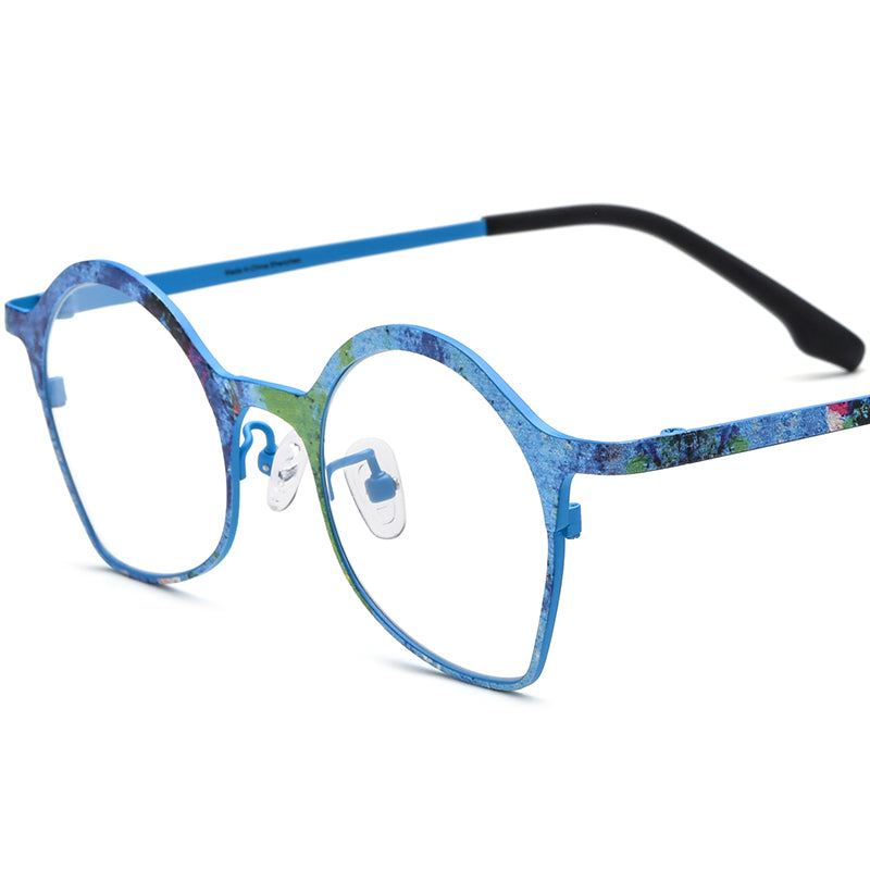 Vintage Titanium Cat Eye Optical Glasses - Blue - MCROONS