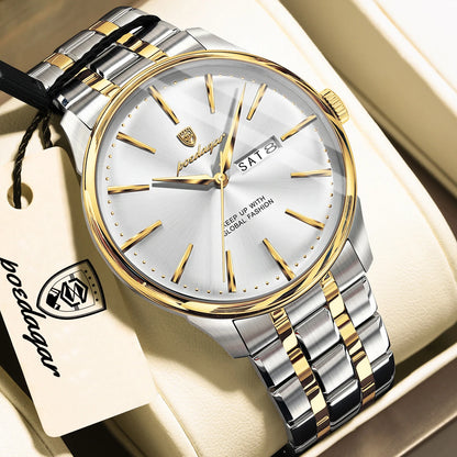 Poedagar 843 Men's Luxury Quartz Watch – Stainless Steel Band, Waterproof, Date