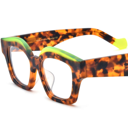 Big Size Cat Eye Acetate Optical Glasses Frame - Matte Leopard - MCROONS