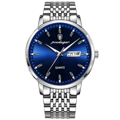 Poedagar 832 Men's Luxury Quartz Watch – Stainless Steel Band, Waterproof, Date
