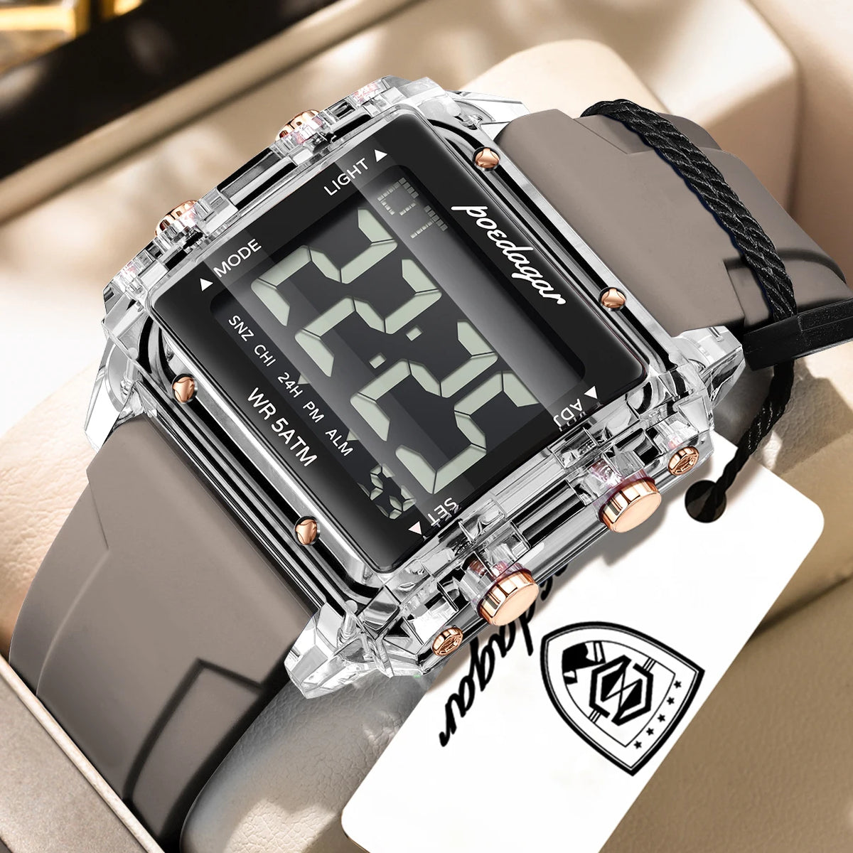 Poedagar E123 Men's Luxury Chronograph Quartz Watch – Silicone Strap, Waterproof, Date