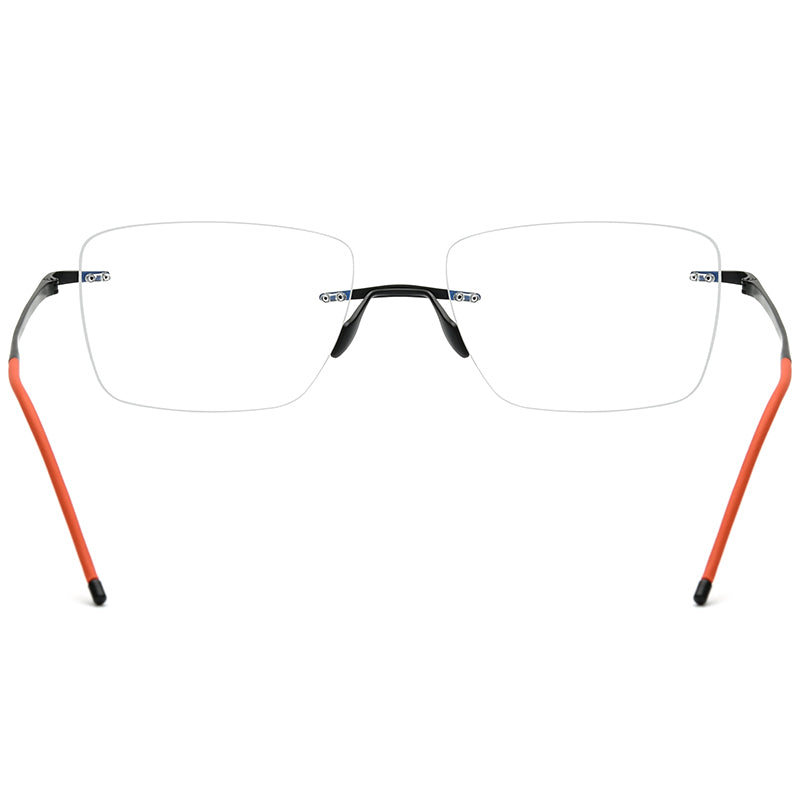Rimless Titanium Square Optical Frame Two-Tone - Black - MCROONS - Back View