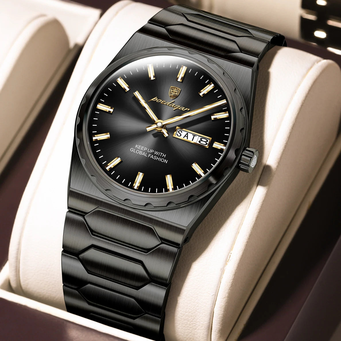 Poedagar 847 Men's Luxury Quartz Watch – Stainless Steel Band, Waterproof, Date