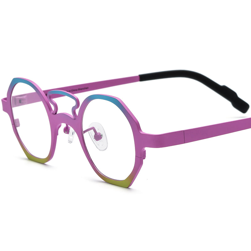 Matte Titanium Polygon Optical Glasses Frame - Matte Purple - MCROONS