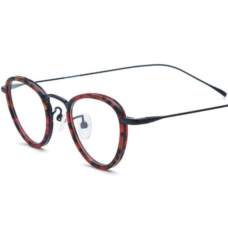 Vintage Acetate Titanium Cat Eye Optical Glasses - Black - MCROONS