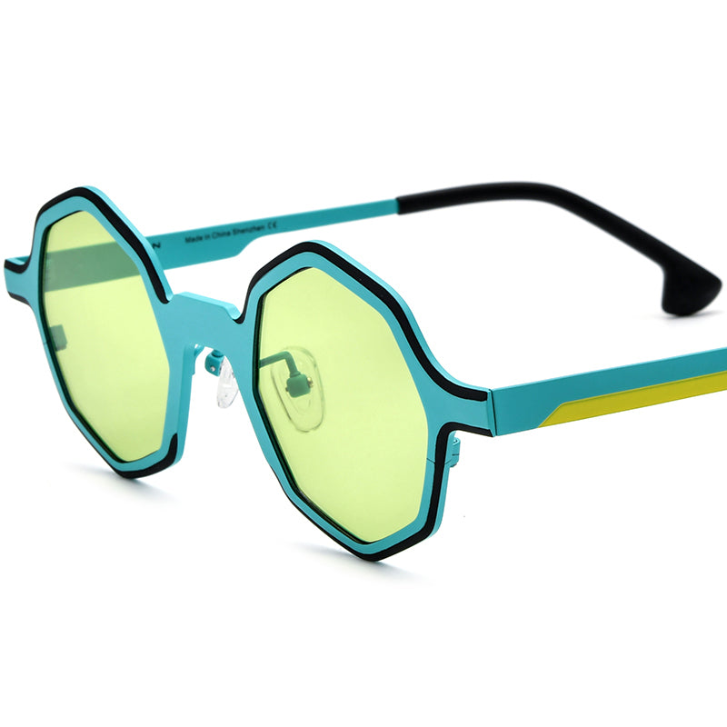 Colourful Titanium Polygon Polarised Sunglasses Vintage - Light Blue - MCROONS