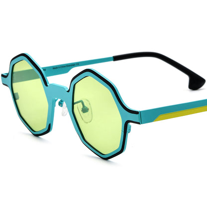 Colourful Titanium Polygon Polarised Sunglasses Vintage - Light Blue - MCROONS
