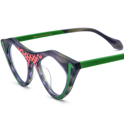 Matte Acetate Cat Eye Optical Glasses Frame Retro - Green - MCROONS