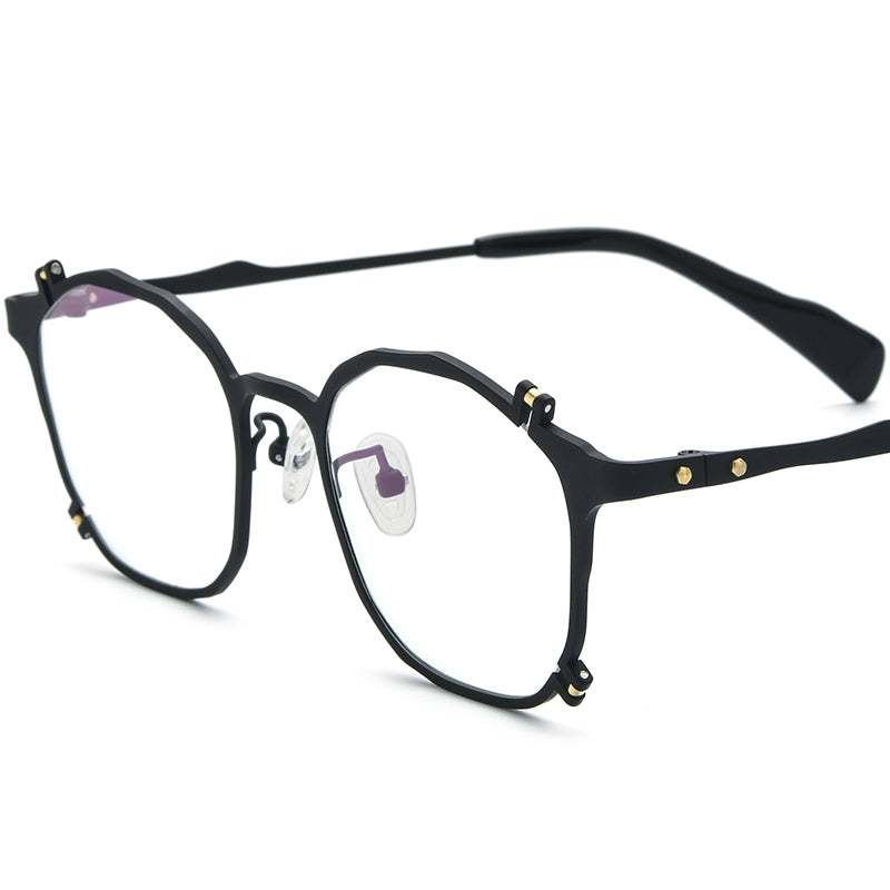 Vintage Square Titanium Optical Glasses Frame - Black - MCROONS