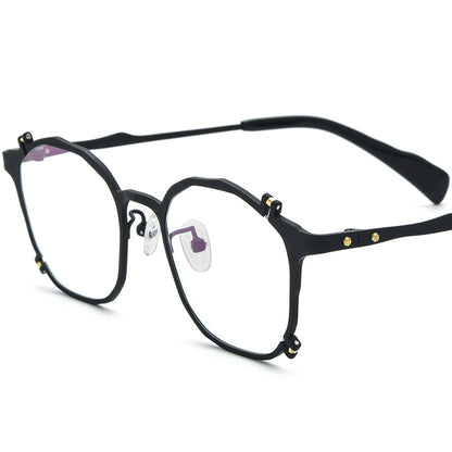 Vintage Square Titanium Optical Glasses Frame - Black - MCROONS