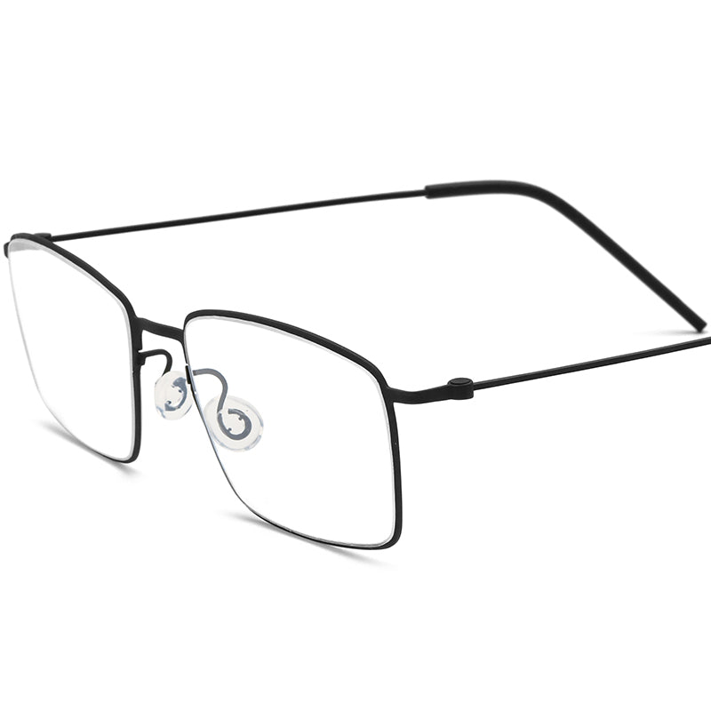 Titanium Square Optical Glasses Frame Screwless Ultralight - Black - MCROONS