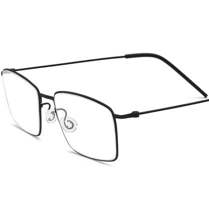 Titanium Square Optical Glasses Frame Screwless Ultralight - Black - MCROONS