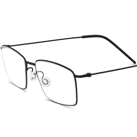 Titanium Square Optical Glasses Frame Screwless Ultralight - Black - MCROONS
