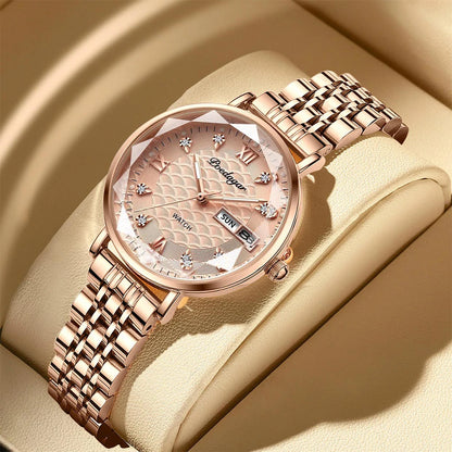 Poedagar 3011 Women's Luxury Quartz Watch – Stainless Steel Band, Waterproof, Luminous, Date