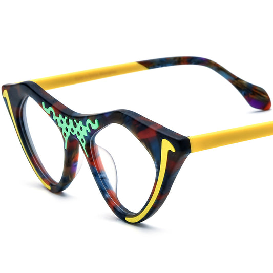 Matte Acetate Cat Eye Optical Glasses Frame Retro - Multicolour - MCROONS