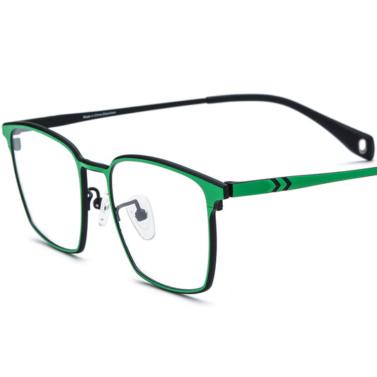 Colourful Titanium Square Optical Glasses Frame - Black Green - MCROONS