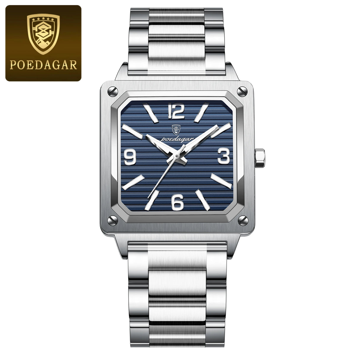 Poedagar 870 Men's Luxury Quartz Watch – Stainless Steel Band, Waterproof, Luminous
