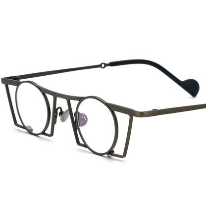 Titanium Small Round Optical Glasses Frame Vintage - Brown - MCROONS