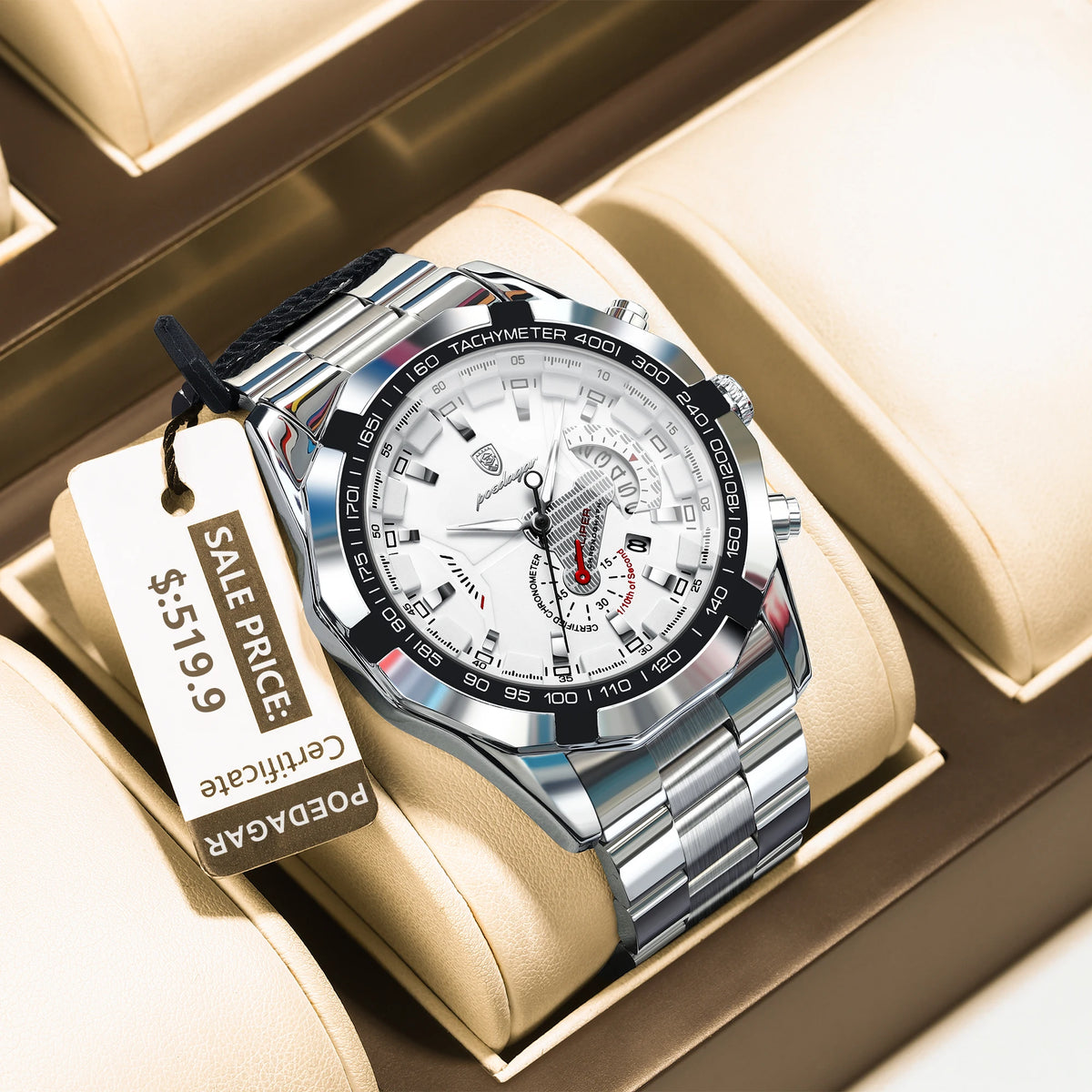 Poedagar 1801 Men's Luxury Quartz Watch – Stainless Steel Band, Waterproof, Luminous, Date