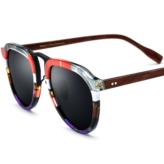 Classic Pilot Style Polarized Mirrored Sunglasses UV400 - Black Gray Lens - MCROONS