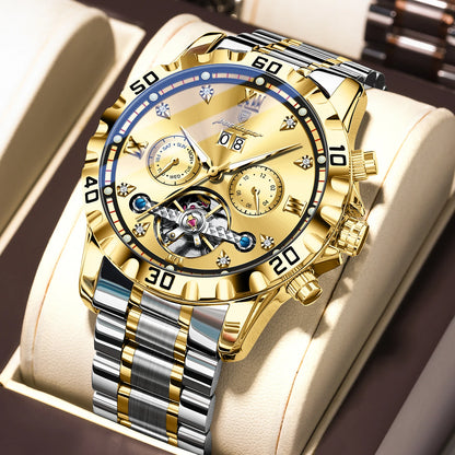 Poedagar 1418 Men's Luxury Automatic Mechanical Watch – Stainless Steel Band, Waterproof, Luminous, Date