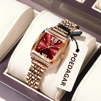 Poedagar 795 Women's Luxury Quartz Watch – Stainless Steel Band, Waterproof, Luminous, Date