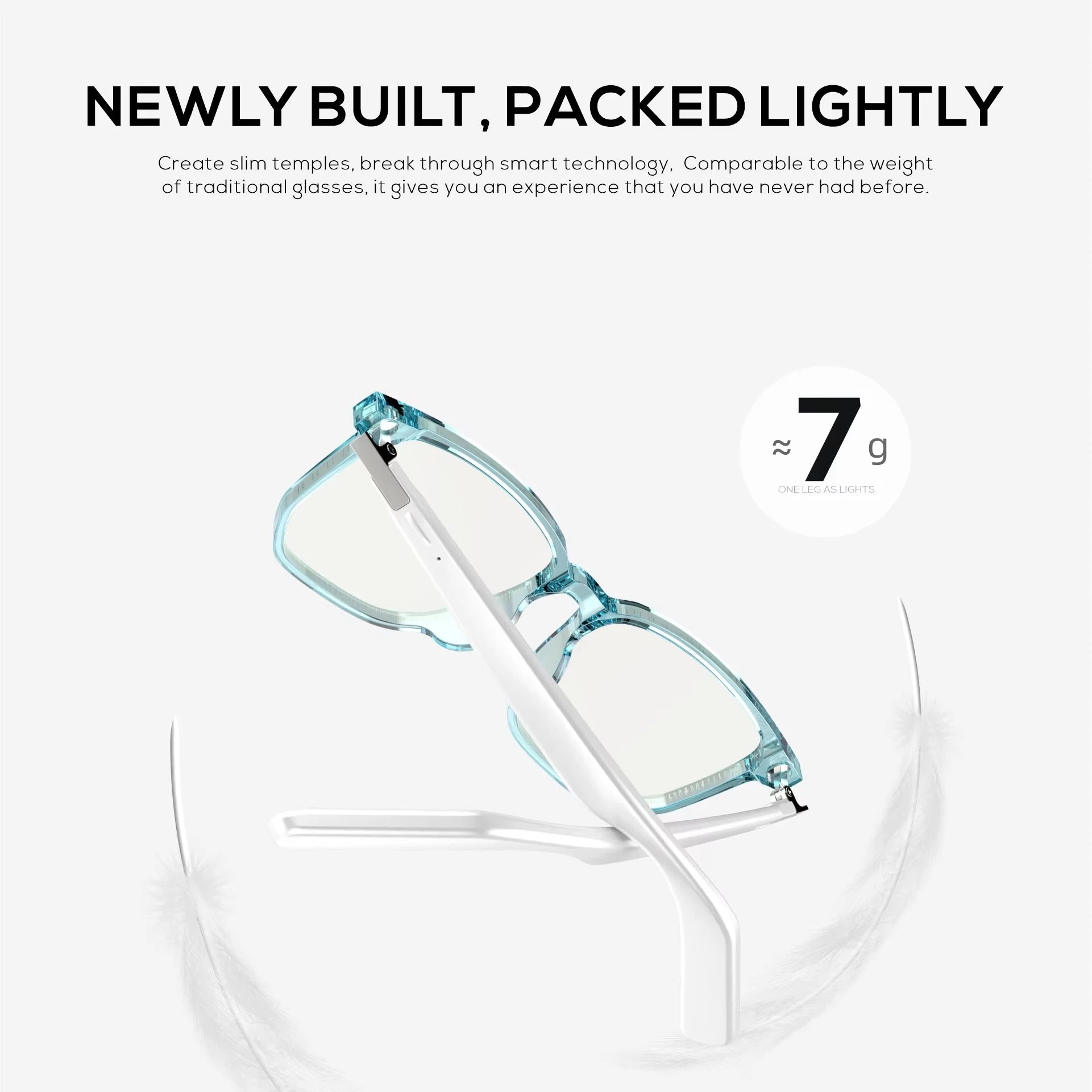 Slim temple audio glasses