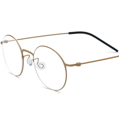 Titanium Round Optical Glasses Frame Korean Designer - MCROONS - Gold