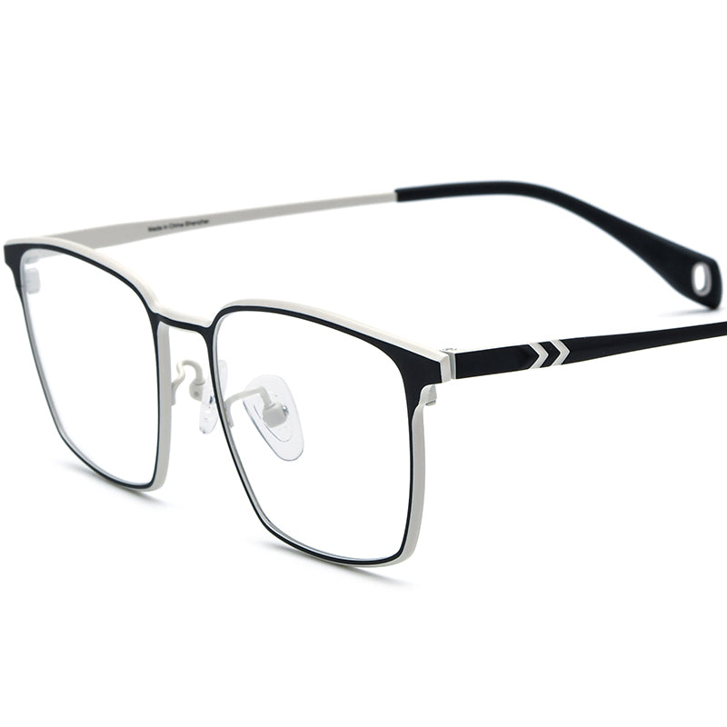 Colourful Titanium Square Optical Glasses Frame - Silver Black - MCROONS