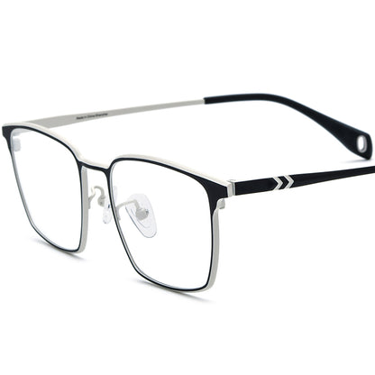 Colourful Titanium Square Optical Glasses Frame - Silver Black - MCROONS