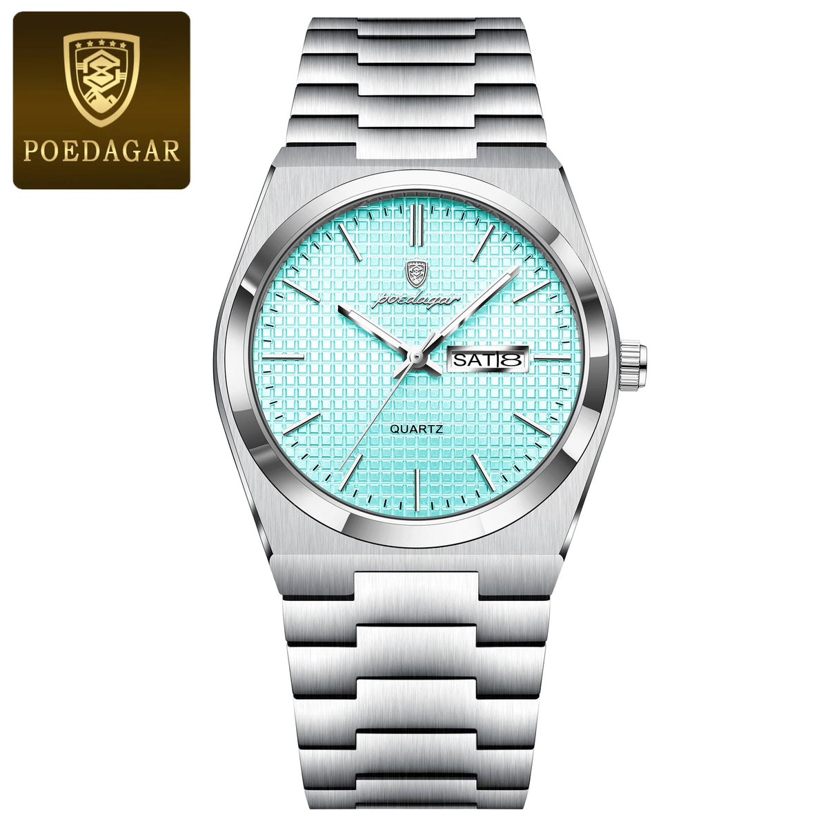 Poedagar 821 Men's Luxury Quartz Watch – Stainless Steel Band, Waterproof, Luminous, Date