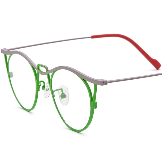Vintage Titanium Cat Eye Optical Glasses - Grey Green - MCROONS