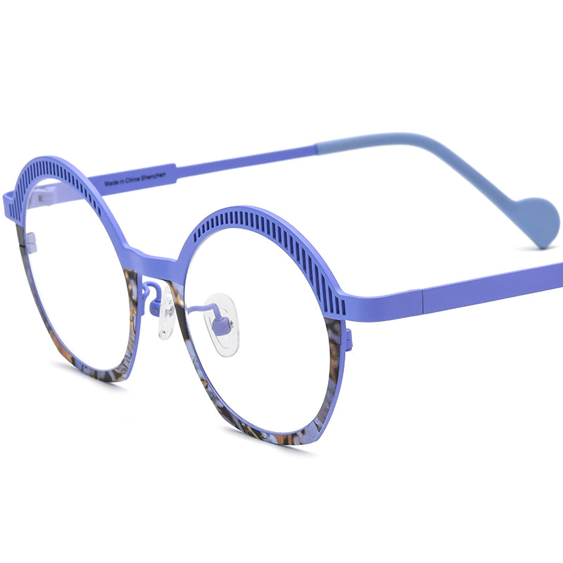 Titanium Oval Optical Glasses Frame Fashionable - Purple - MCROONS