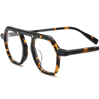 Fashionable Acetate Pilot Optical Glasses Frame - Leopard - MCROONS