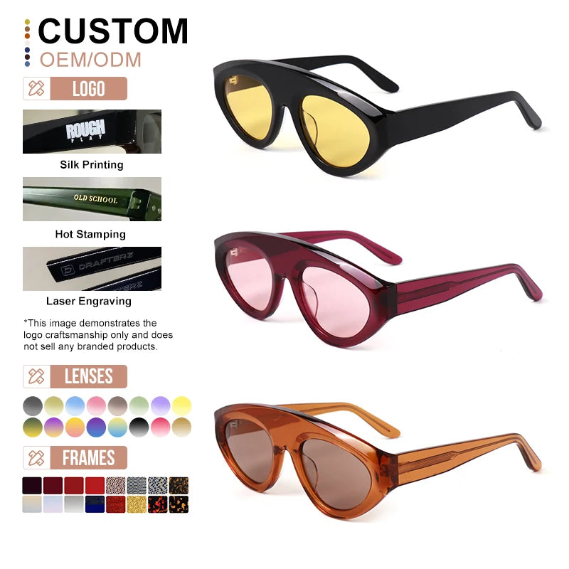 MCROONS Cat-Eye Acetate Polarised UV400 Unisex Sunglasses