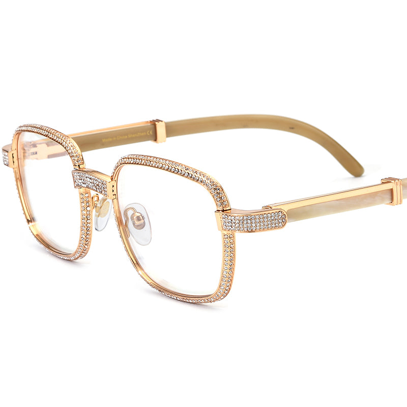 Diamante Square Optical Glasses Frame - Black - MCROONS