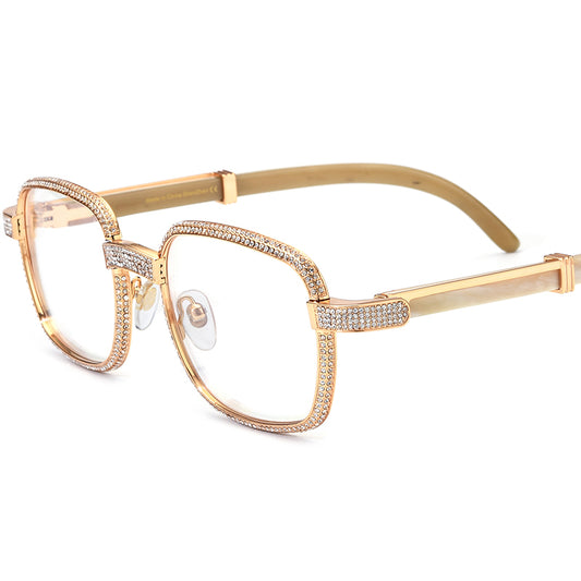 Diamante Square Optical Glasses Frame - Black - MCROONS
