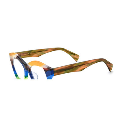 Oversized Vintage Matte Acetate Cat Eye Optical Glasses Frame - Blue - MCROONS
